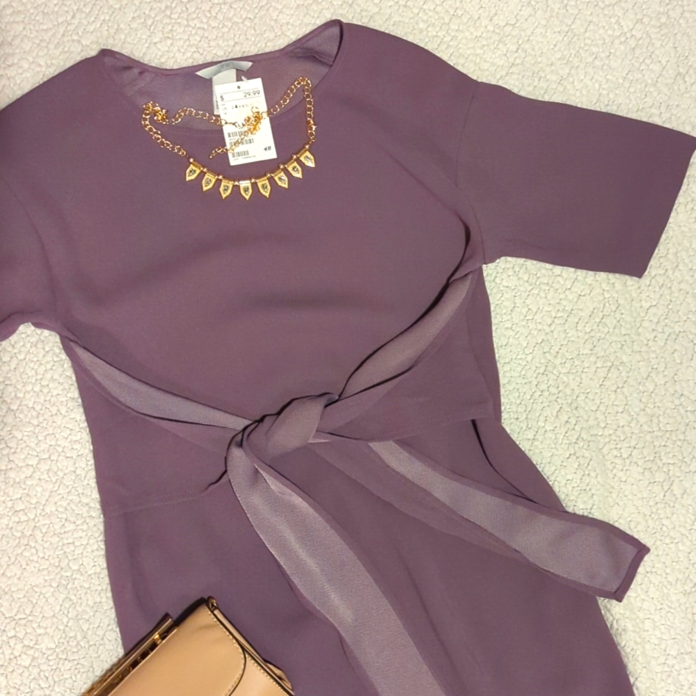 Lavender, Purple short-sleeved casual/formal, summer/fall wedding guest dress - Picture 5 of 11